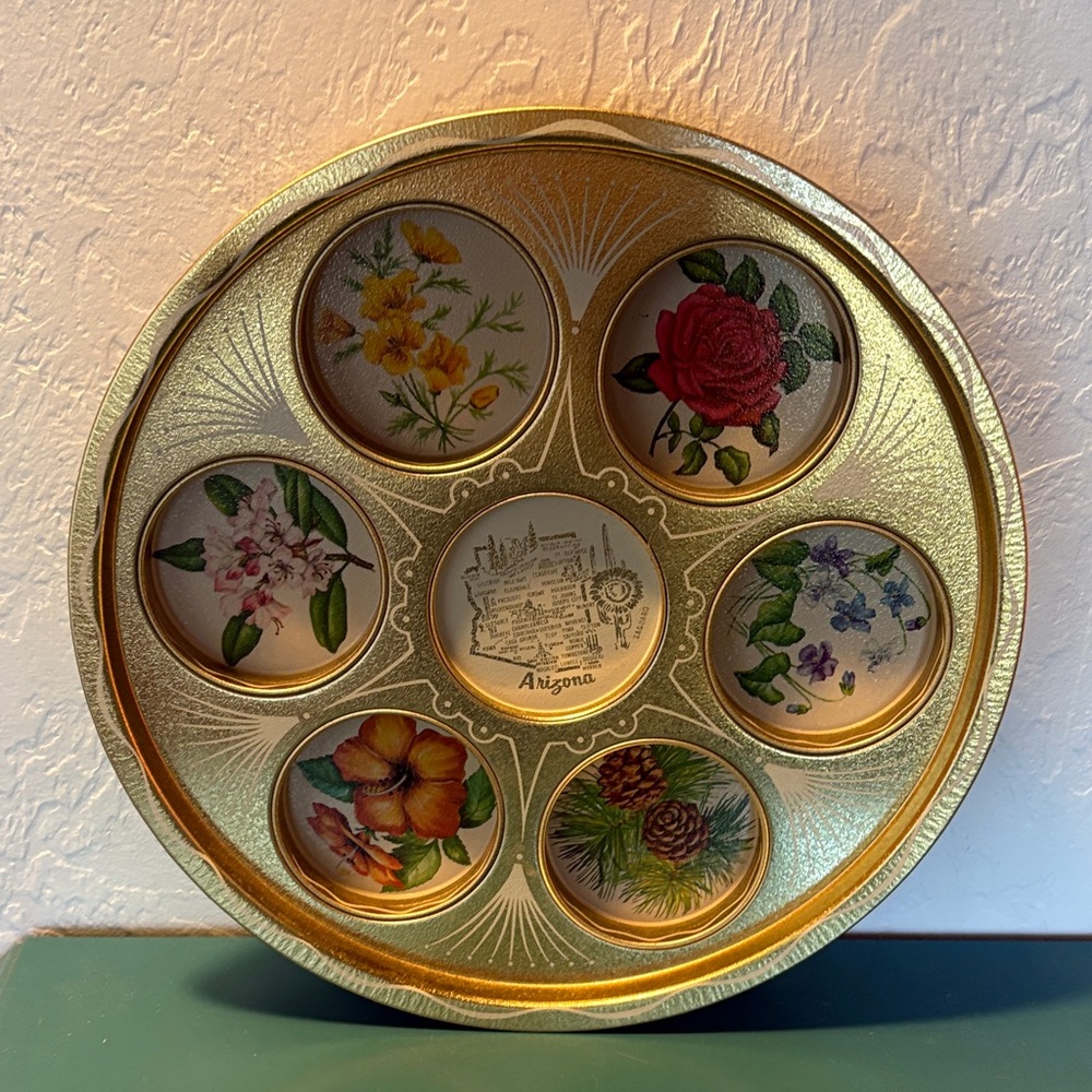 Vintage Arizona Souvenir Gold Tray